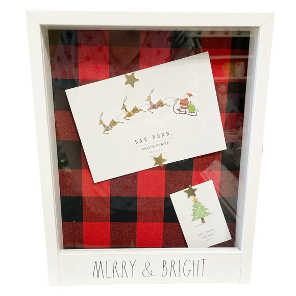 NEW Rae Dunn MERRY & BRIGHT Wooden Shadow Box Frame ππ